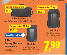 Lidl CRIVIT Bolsa / Mochila de deporte oferta