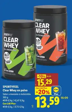Lidl SPORTYFEEL Clear Whey en polvo oferta