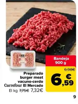 Carrefour CARREFOUR EL MERCADO Preparado burger meat vacuno-cerdo oferta