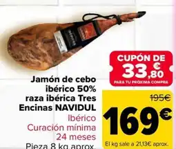 Carrefour NAVIDUL Jamón de cebo ibérico 50% raza ibérica tres encinas oferta