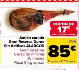 Carrefour ALARCOS Jamón curado Gran Reserva Duroc Sin Aditivos oferta