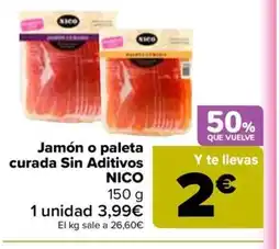 Carrefour NICO Jamón o paleta curada Sin Aditivos oferta