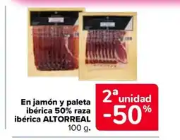 Carrefour ALTORREAL En jamón y paleta ibérica 50% raza ibérica oferta