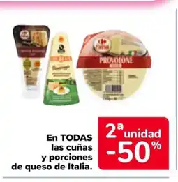 Carrefour En todas las cuñas y porciones de queso de italia. oferta