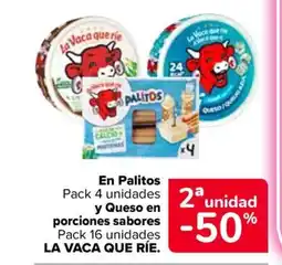 Carrefour LA VACA QUE RÍE. En Palitos y Queso en porciones sabores oferta