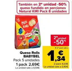 Carrefour BABYBEL Queso Rolls oferta