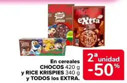Carrefour Market CHOCOS y RICE KRISPIES y TODOS los EXTRA En cereales oferta