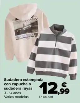 Carrefour Sudadera estampada con capucha o sudadera rayas oferta