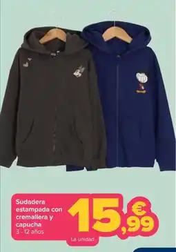 Carrefour Sudadera estampada con cremallera y capucha oferta