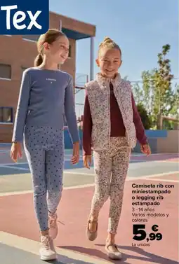 Carrefour Tex camiseta rib con miniestampado o legging rib estampado oferta