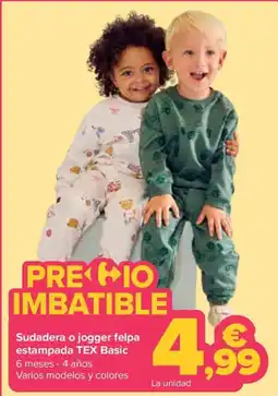 Carrefour TEX Basic sudadera o jogger felpa estampada oferta