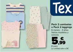 Carrefour Tex Pack 2 camisetas o Pack 2 leggings oferta