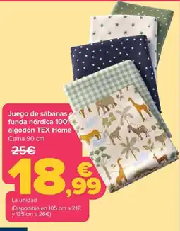 Carrefour Tex home juego de sábanas y funda nórdica 100% algodon oferta