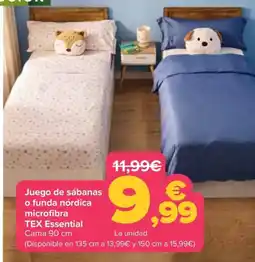 Carrefour tex essential juego de sábanas o funda nórdica microfibra oferta
