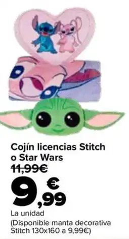 Carrefour Cojín licencias Stitch o Star Wars oferta