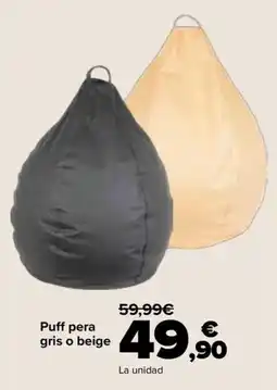 Carrefour Puff pera gris o beige oferta