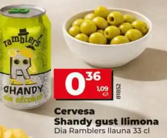 Dia Ramblers Ilauna cervesa Shandy gust Ilimona