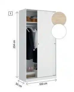 Bauhaus Armarios roperos con puerta corredera 2 barras perchas y balda superior oferta