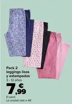Carrefour Pack 2 leggings lisos y estampados oferta