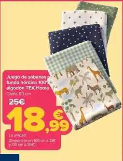 Carrefour Tex home - juego de sabanas o funda nordica 100% algodon oferta