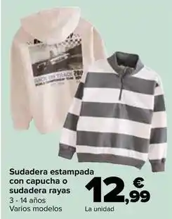 Carrefour Tex - sudadera estampada con capucha o sudadera rayas oferta