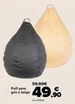 Carrefour Puff pera gris o beige oferta