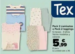 Carrefour Tex - pack 2 camisetas o pack 2 leggings oferta