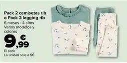 Carrefour Pack 2 camisetas rib o pack 2 legging rib oferta
