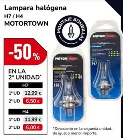 MotorTown Motortown lampara halógena H7 / H4 oferta
