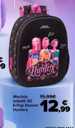 Carrefour K-Pop Demon Hunters Portatodo mochilla infantil 3D oferta