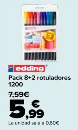 Carrefour edding pack 8+2 rotuladores 1200 oferta