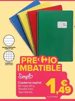 Carrefour Simple cuaderno espiral oferta