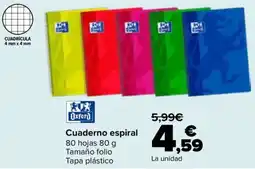 Carrefour Oxford cuaderno espiral oferta