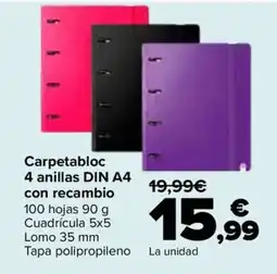 Carrefour Carpetabloc 4 anillas DIN A4 oferta