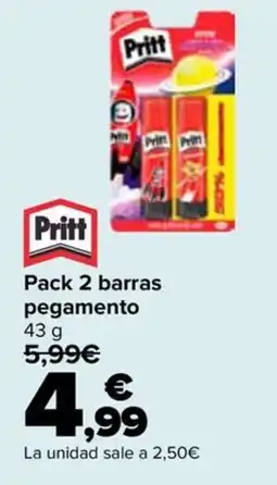 Carrefour Pritt pack 2 barras pegamento oferta