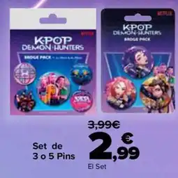 Carrefour Kpop demon hunters badge pack oferta