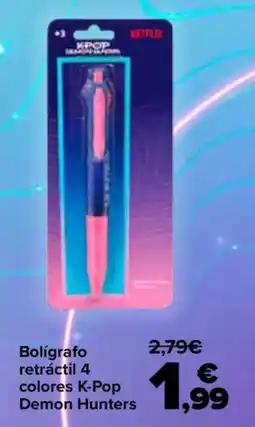 Carrefour Netflix Bolígrafo retráctil 4 colores K-Pop Demon Hunters oferta