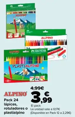 Carrefour Alpino pack 24 lapices rotuladores o plastialpino oferta