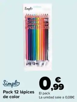 Carrefour Simpló pack 12 lápices de color oferta