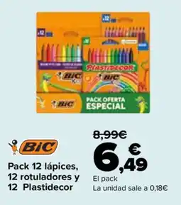 Carrefour Bic pack 12 lápices, 12 rotuladores y 12 plastidecor oferta