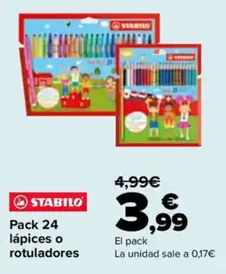 Carrefour Stabilo pack 24 lápices o rotuladores oferta