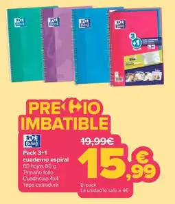 Carrefour Oxford cuaderno espiral oferta