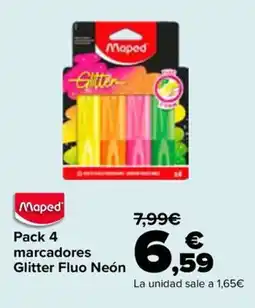 Carrefour Maped marcadores Glitter Fluo Neón oferta