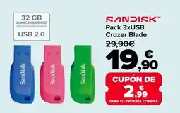 Carrefour Sandisk pack 3xusb cruzer blade oferta