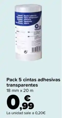 Carrefour Pack 5 cintas adhesivas transparentes oferta