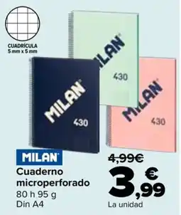 Carrefour Milan cuaderno microperforado oferta