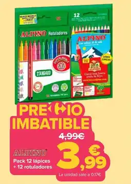 Carrefour Alpino pack 12 lápices + 12 rotuladores oferta