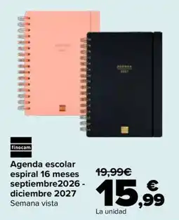 Carrefour finocam agenda escolar espiral 16 meses oferta