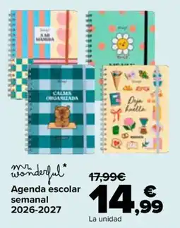 Carrefour mr wonderful agenda escolar semanal 2026-2027 oferta