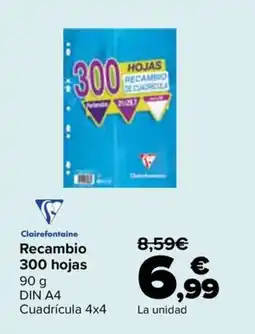 Carrefour Clairefontaine recambio 300 hojas oferta